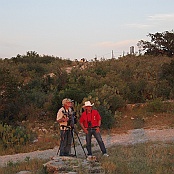 Three american bird watchers at Frio Cave